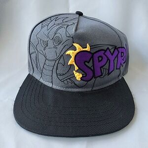 Activision Spyro the‎ Dragon Embroidered Snapback Baseball Cap Hat 2018 Gray Blk